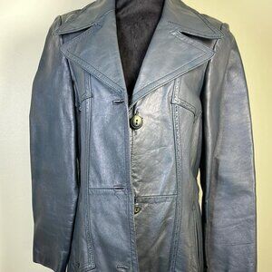 VTG Women's SZ14 Full Length Leather Coat Jacket made in Spain Matrix Mod GoGo